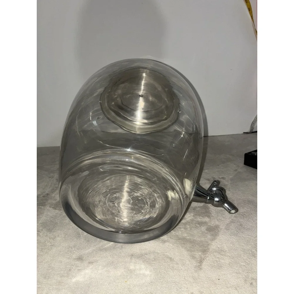 Pottery Barn Glass Drink Dispenser Metal Lid 2 Gallon Tabletop Bar Party